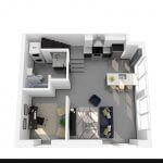 3D rendering of floor plan O (lower)
