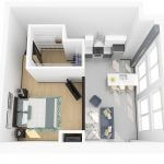 3D rendering of floor plan O (upper)