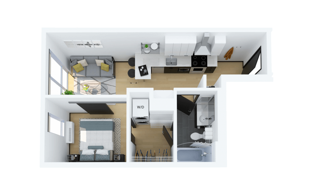 Floor Plan B – 1 Bedroom Apartment