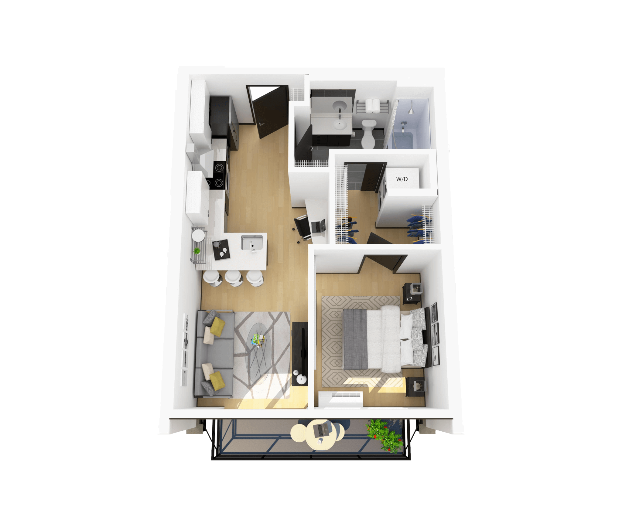 Floor Plan J – 1 Bedroom Apartment