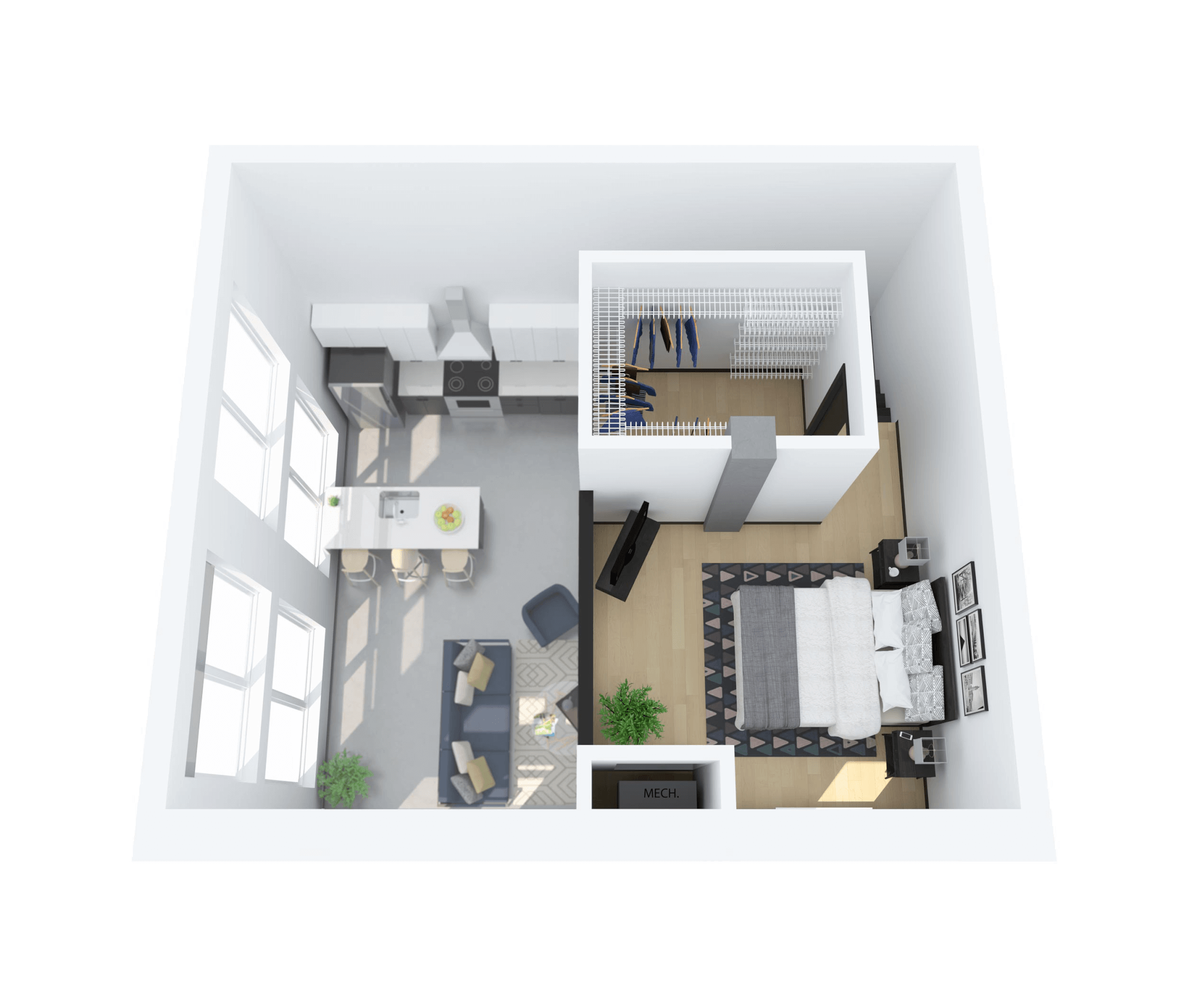 Floor Plan M – 1 Bedroom Loft Apartment